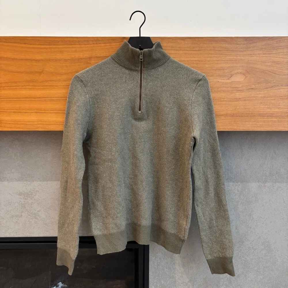 Ralph Lauren Purple Label Birdseye Cashmere Quarter Zip Slim Fit Sweater Sz S - Picture 8 of 14